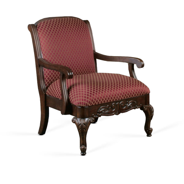 English Elm Santiago Magenta Arm Chair – Ornate Hand-Carved Solid Birch Frame with Deep Red Jacquard Diamond Upholstery B050P229951