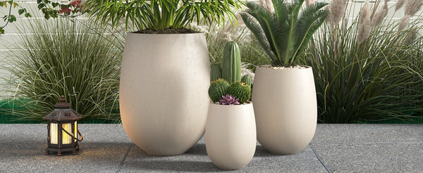 English Elm U_style Mgo Round Planter Set of Three Lightweight Pots for Patio and Indoor Decor N711P406658E