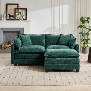 English Elm Cloud Sofa Loveseat - Modern Compact Sectional Couch For Small Spaces, Plush Chenille Comfort, Green W1143S00010