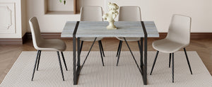 English Elm Table Set With Modern Grey Marble Mdf Top & Cushioned Chairs - Stylish, Durable, And Easy To Assemble W1151S03989-GIGA