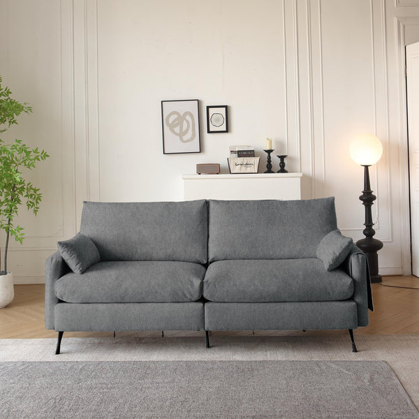 English Elm Deep 3-Seater Cloud Couch 80" Spacious Loveseat with Thick Cushions, Armrest Storage & Toss Pillows Grey W3191P278035