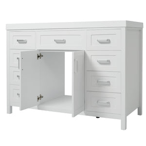 English Elm Christopher Knight Home® - 48" Bathroom Vanity with Sink Combo | 2 Doors 8 Soft-Close Drawers, Resin Top, Pine Legs White N759S337621K