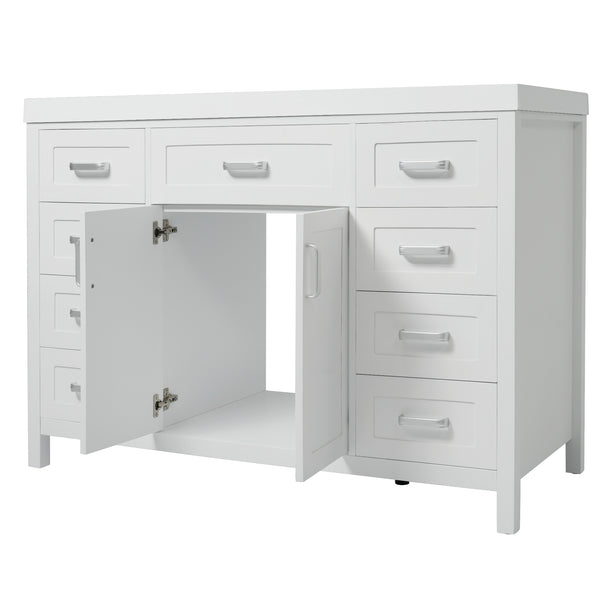 English Elm Christopher Knight Home® - 48" Bathroom Vanity with Sink Combo | 2 Doors 8 Soft-Close Drawers, Resin Top, Pine Legs White N759S337621K