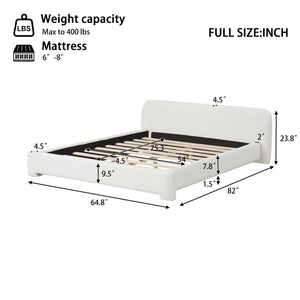 English Elm Christopher Knight Home® - [Cozy Cozy White Boucle Upholstered Bed - Elegant Full Bed With Plush Comfort And Timeless Design N769P241259K