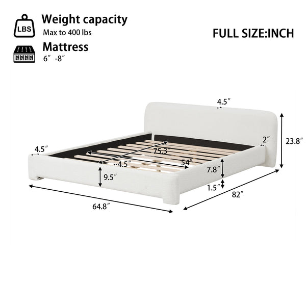 English Elm Christopher Knight Home® - [Cozy Cozy White Boucle Upholstered Bed - Elegant Full Bed With Plush Comfort And Timeless Design N769P241259K