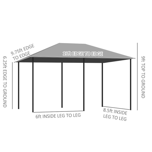 English Elm Outsunny 10' X 13' Outdoor Patio Gazebo With Removable Sidewalls For Perfect Garden Entertaining! W2225P200680-GIGA