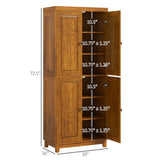 English Elm Homcom 72.5" Tall Kitchen Pantry Storage Cabinet, Freestanding Kitchen Cupboard With 4 Soft-Close Doors and Adjustable Shelves For Dining Room, Distressed Brown