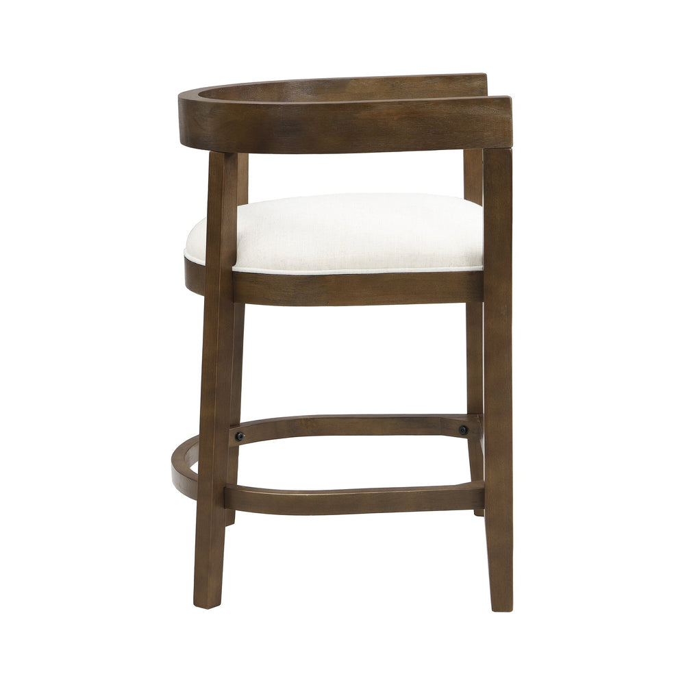 English Elm Christopher Knight Home® - Rubberwood Counter Stool Set of 2 with Upholstered U-Shaped Seats, Cutout Barrel Back, Eco Wood Finish Beige N771P197028T