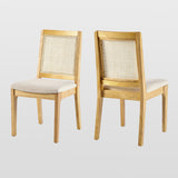 Solid Wood Dining Chair with Rattan Inset Back - Set of 2 Natural CATD1ENA Walker Edison