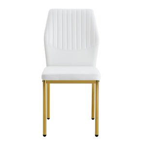 English Elm Luxury Modern Linen-Cotton Dining Chair Set of 4 with Integrated Metal Legs, Breathable Comfort and Durable Design White+Gold 24.8 L x 24.41 W x 20.47 H W1512P373040