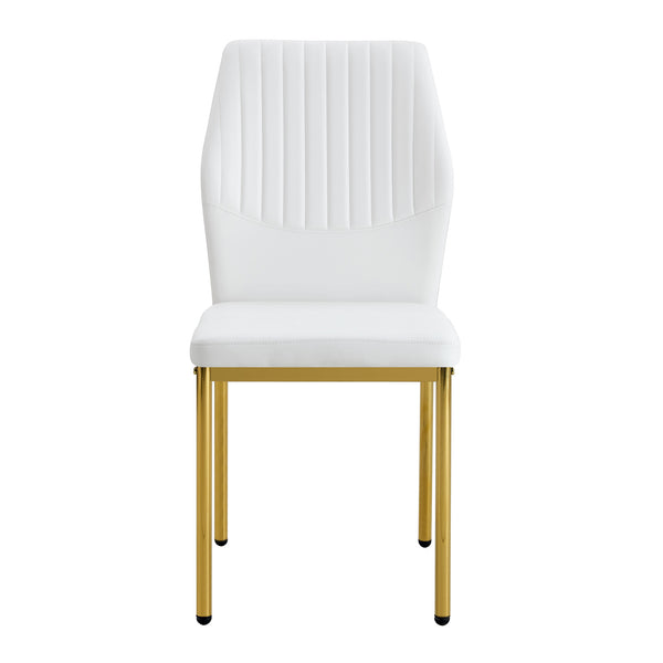 English Elm Luxury Modern Linen-Cotton Dining Chair Set of 4 with Integrated Metal Legs, Breathable Comfort and Durable Design White+Gold 24.8 L x 24.41 W x 20.47 H W1512P373040