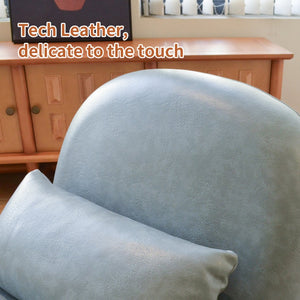 English Elm Cute Faux Leather Armless Accent Chair Solid Wood Legs Cushioned Seat Modern Blue W2105P440973