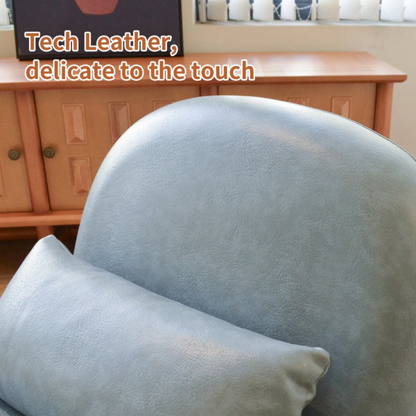 English Elm Cute Faux Leather Armless Accent Chair Solid Wood Legs Cushioned Seat Modern Blue W2105P440973