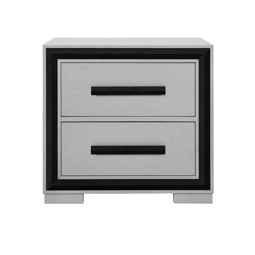English Elm Adelaide Modern Grey & Black Nightstand with Built-In Cooler and Bluetooth Speaker, Solid Wood Blend B201P394798