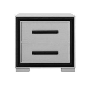 English Elm Adelaide Modern Grey & Black Nightstand with Built-In Cooler and Bluetooth Speaker, Solid Wood Blend B201P394798