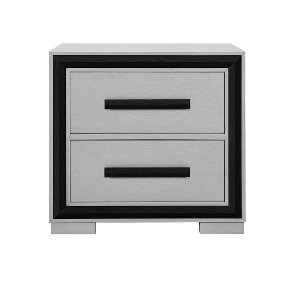 English Elm Adelaide Modern Grey & Black Nightstand with Built-In Cooler and Bluetooth Speaker, Solid Wood Blend B201P394798