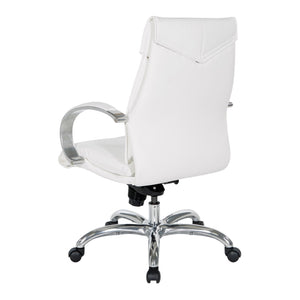 OSP Home Furnishings Deluxe Executive Office Chair with Lumbar Support Faux Leather and Aluminum Base 7251-R101