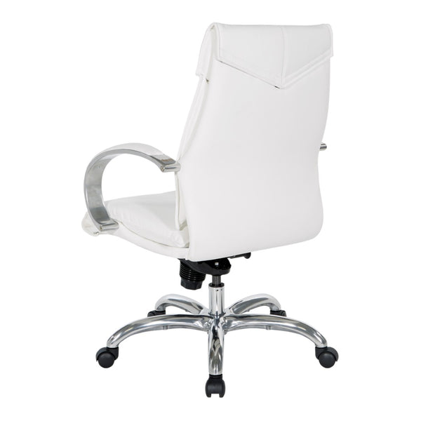 OSP Home Furnishings Deluxe Executive Office Chair with Lumbar Support Faux Leather and Aluminum Base 7251-R101
