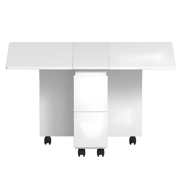 English Elm Folding Drop Leaf Dining Table Set for 4 with Storage, 4 Chairs, Foldable Space-Saving MDF Table W3101P346287