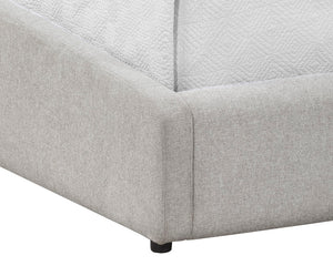 Sunpan Senna Upholstered Bed with Modern Curves and Channel Tufting in Belfast Heather Grey for Comfort King