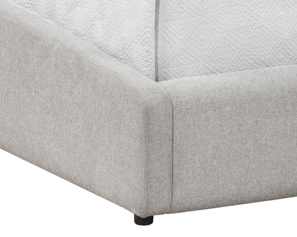 Sunpan Senna Upholstered Bed with Modern Curves and Channel Tufting in Belfast Heather Grey for Comfort King