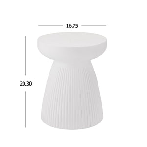 English Elm Outdoor Mgo Round Side Table Weatherproof Matte White Patio or Living Room Accent N772P374362W