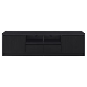 English Elm Sloat Matte Black Three Piece Entertainment Center with Media Towers for Large Tvs B062S01707