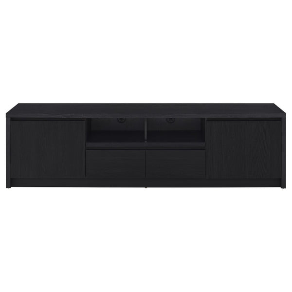 English Elm Sloat Matte Black Three Piece Entertainment Center with Media Towers for Large Tvs B062S01707