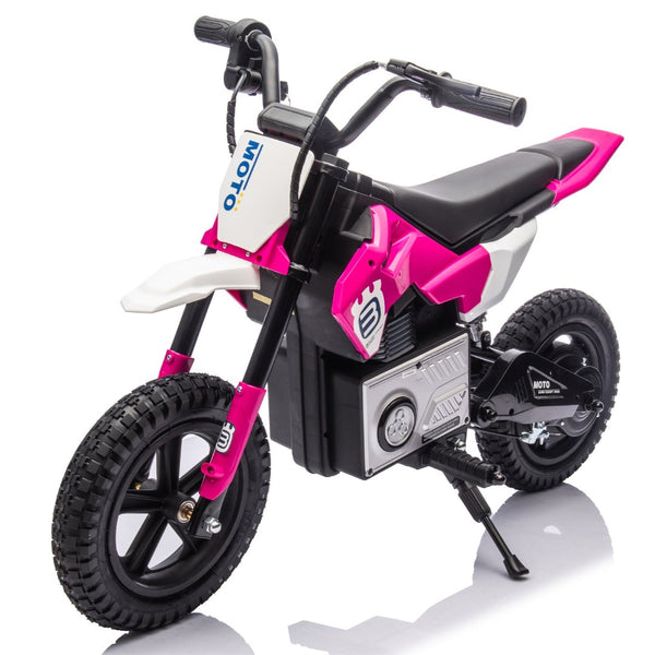 English Elm 24v Kids Electric Motocross Motorcycle 200w Hub Motor Suspension Led Bluetooth Audio Pink W1578P225049