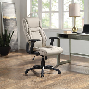 OSP Home Furnishings Exec High Back Bonded Leather Office Chair with Lumbar Support and Pneumatic Lift Taupe EC93580-EC21