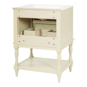 English Elm 24'' Retro Bathroom Vanity Mdf Cabinet with Ceramic Sink Open Shelf and 2 Drawers Beige N710P405414Y
