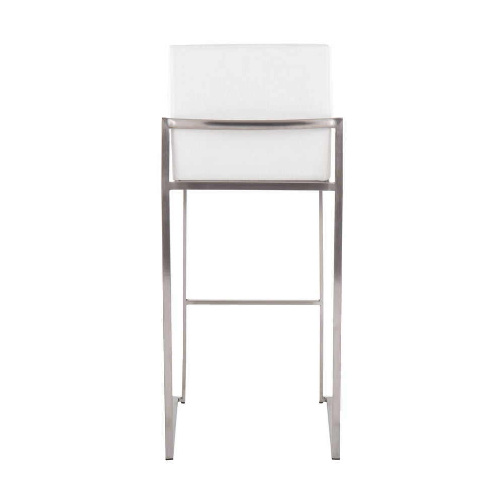 English Elm Fuji 30" Contemporary Barstool Set Of 3 - Luxurious White Velvet & Sturdy Stainless Steel Frame B202P222215