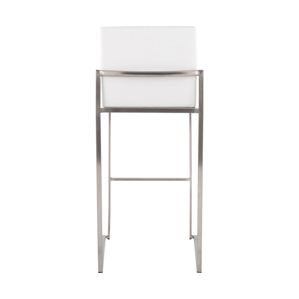 English Elm Fuji 30" Contemporary Barstool Set Of 3 - Luxurious White Velvet & Sturdy Stainless Steel Frame B202P222215