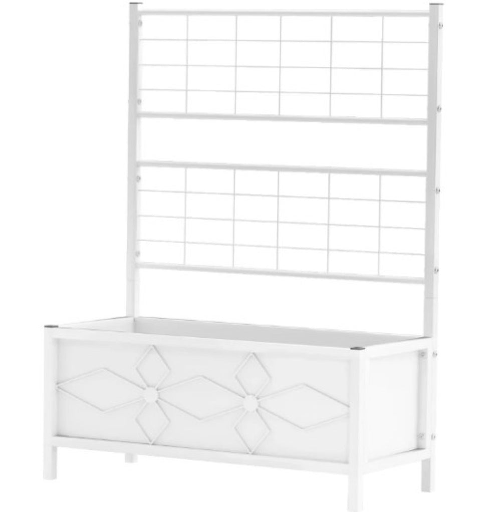 English Elm Garden Galvanized Steel Raised Planter with Integrated Trellis for Climbing Vines Outdoors T3971P422602