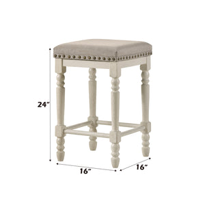English Elm Tasnim Counter Height Stool Set of 2 in Antique White & Tan Upholstered Seat, Nailhead Trim Accents B2726P285037