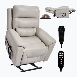 English Elm Dual Motor Power Lift Recliner with Massage Heat and 350 Lb Leatherair Support W3224S00023