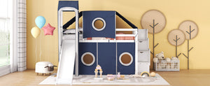 English Elm Full Size Castle Loft Bed with Tent Canopy and Tower for Kids Playroom LT000569AAC-1