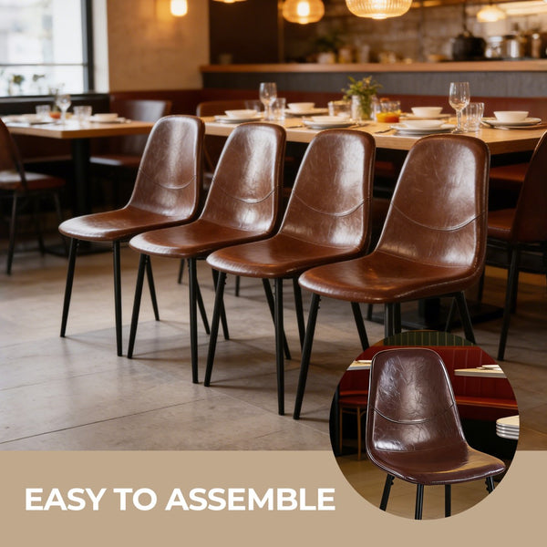 English Elm Pvc Sleek Matte Black Dining Chair Set of 4 for Kitchen Studio or Cafe Use W3766P436152