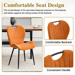 English Elm Set of 4 Olive Fabric Dining Chairs Ergonomic Cushion Black Steel Frame Modern Black+Orange W1151P454882