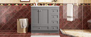 English Elm 36 36" Modern Shaker Bathroom Vanity with Ceramic Sink, Soft-Close Drawers & Doors, Durable Handles Grey N729P288872E