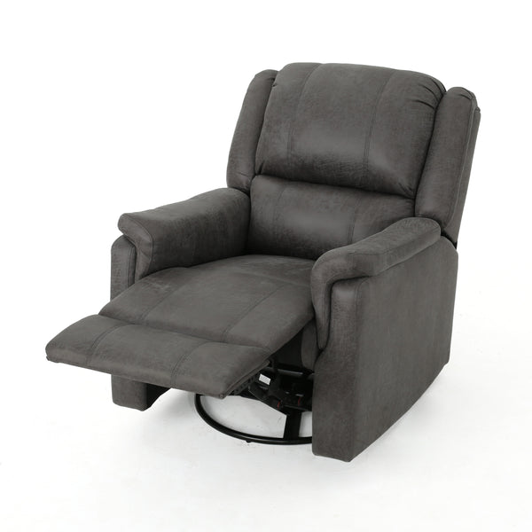 English Elm Christopher Knight Home® - GLIDER Plush Fabric Swivel Recliner with Smooth Gliding Motion, Contemporary Upholstered Comfort Slate 61368.00MF
