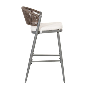 English Elm Christopher Knight Home® - Outdoor 30.25" Height Barstools Set Of 2 - Stylish Metal Frame With Scallop Backrest & Cushions N772P245120G