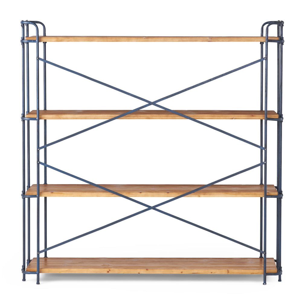 English Elm Christopher Knight Home® - YORKTOWN Industrial 4-Shelf Bookcase in Natural Wood & Black Frame — Sturdy Fir Shelves, Etagere Display 56501.00