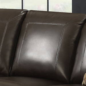 English Elm Tranditional Vintage Dark Brown Leather Sofa - 3-Seater With Curved Armrests & 2 Pillows For Comfort B347P408523-GIGA
