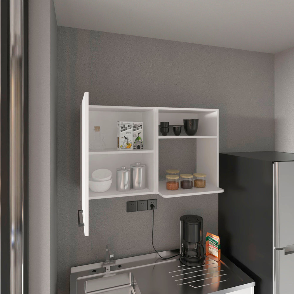 English Elm White 2 Wall Cabinet Set – Spacious 2-Tier Shelves, Sleek Metal Handles, Easy Assembly, Kitchen Storage Solution B062P175098