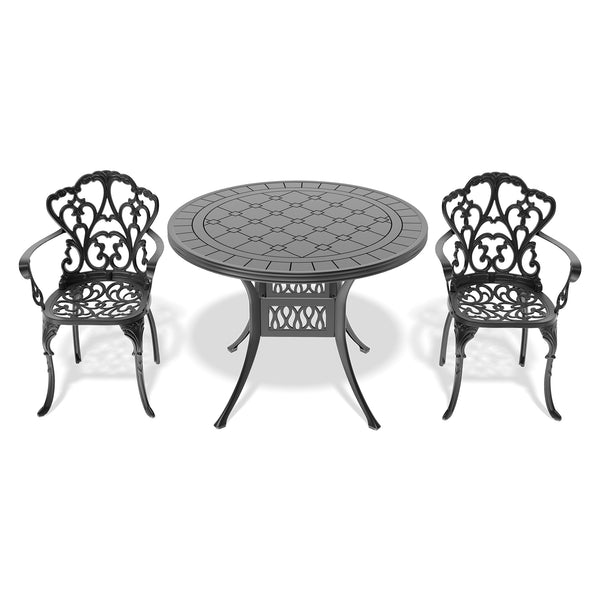 English Elm 3-Piece Cast Aluminum Patio Furniture Set With Beige Cushions – Stylish, Durable, And Ergonomic Design! W1710S00071
