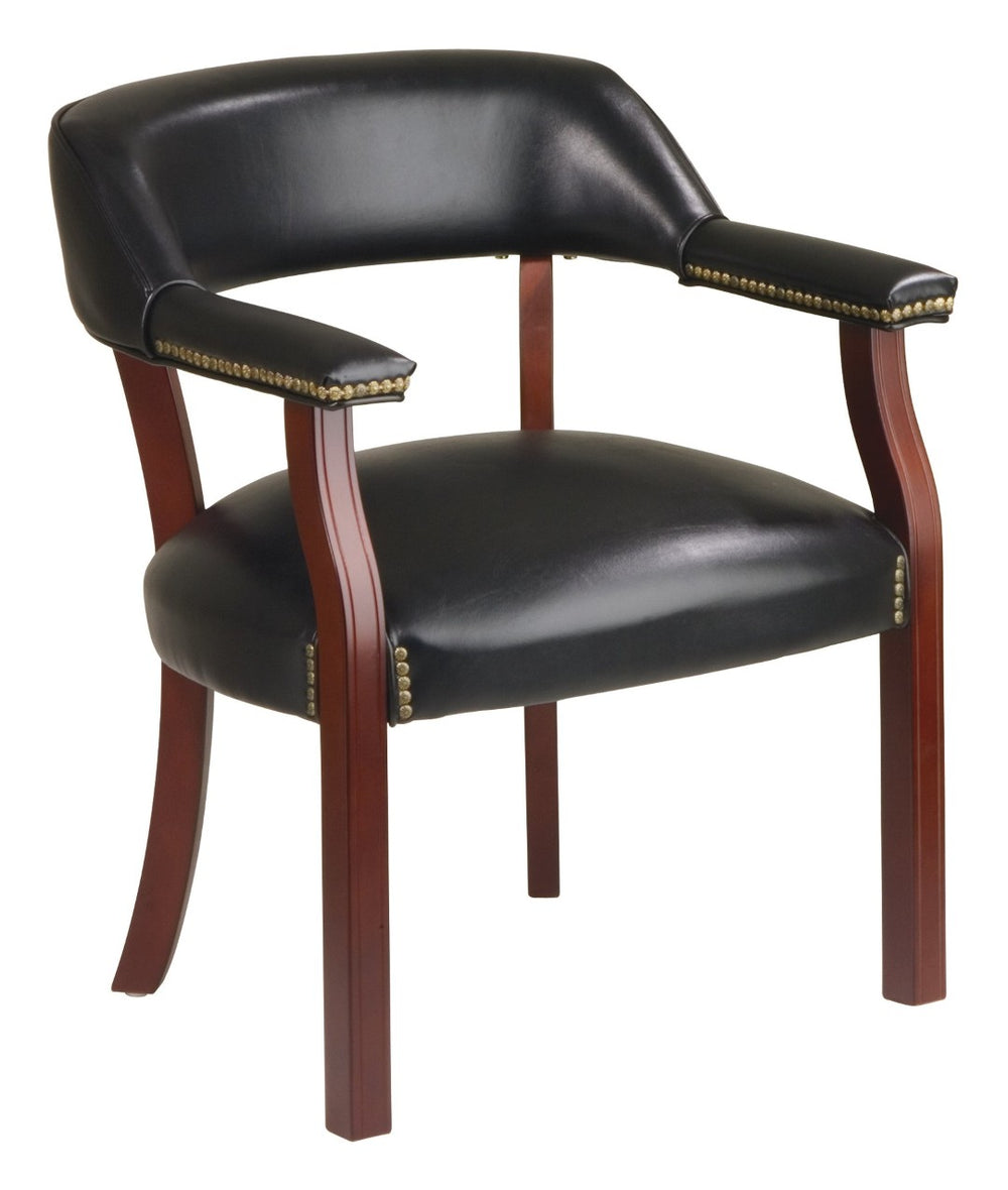 OSP Home Furnishings Traditional Guest Chair with Brass Nailhead Trim and Mahogany Frame for Office Use TV230-3
