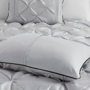 English Elm 7-piece King Tufted Pleated Comforter Set with Shams Bed Skirt Decorative Pillows B035P463170