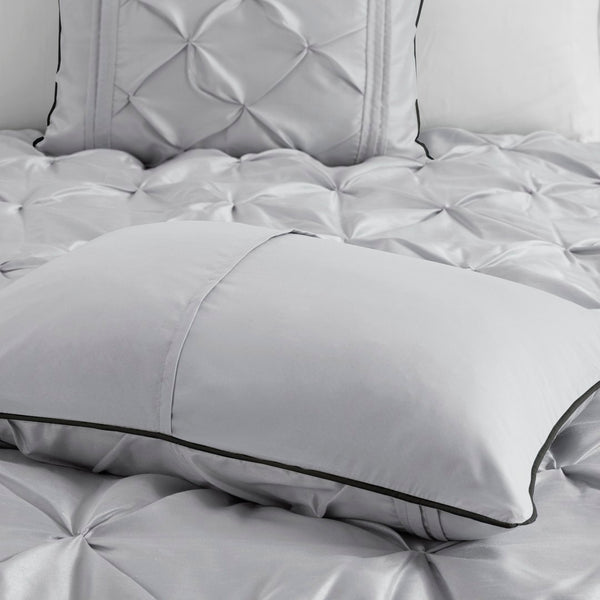 English Elm 7-piece King Tufted Pleated Comforter Set with Shams Bed Skirt Decorative Pillows B035P463170