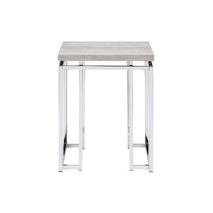 English Elm Square End Table Natural Oak Top with Chrome Sled Base — Contemporary Accent Table for Living Rooms, Compact & Durable B016P314060